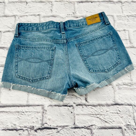 Abercrombie &‎ Fitch Distressed Mid Rise Denim Short 2/26 Light Wash 100% Cotton - Picture 8 of 8